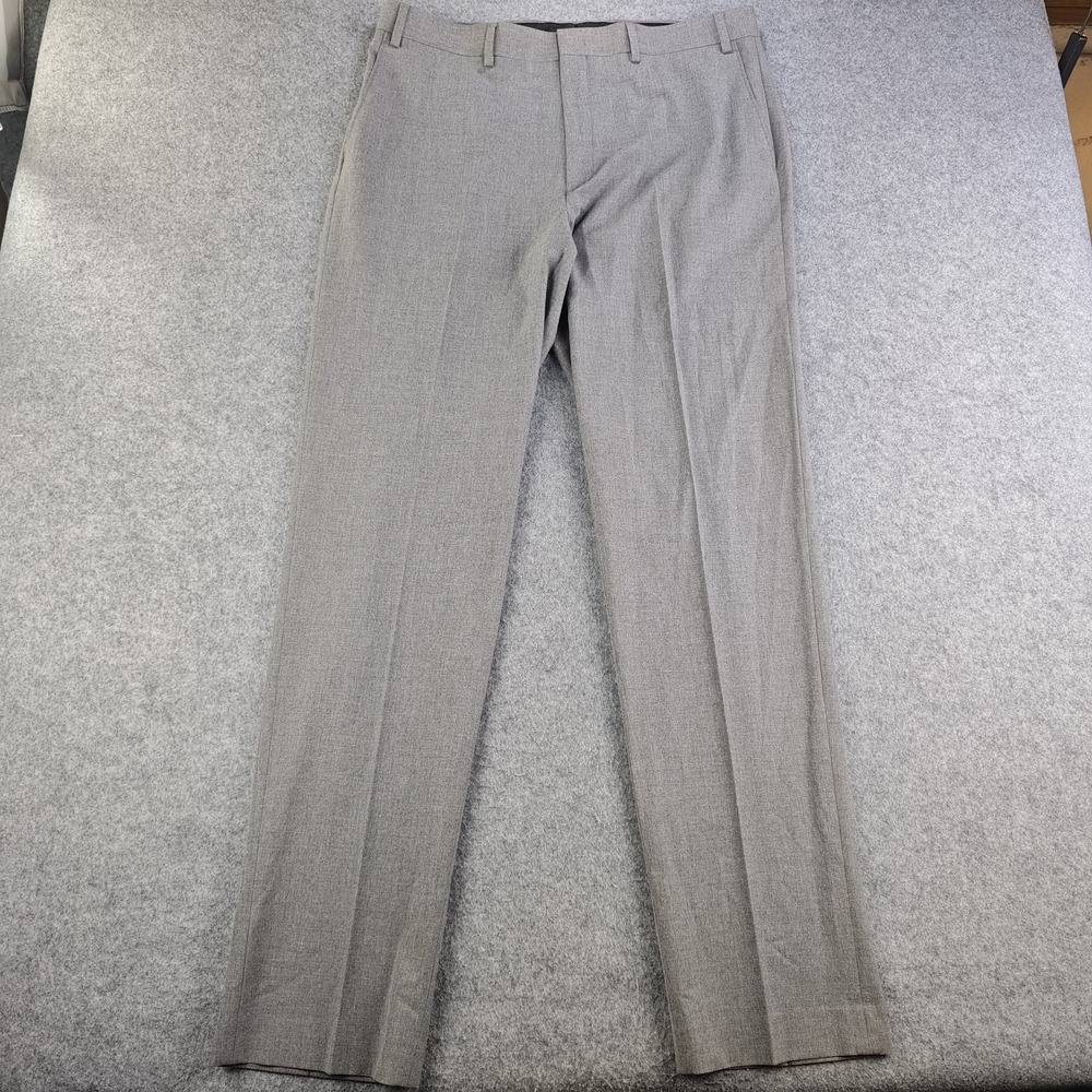 Lauren Ralph Lauren Dress Pants Mens 36x34 Slim Fit Gray Flat Front Poly Stretch